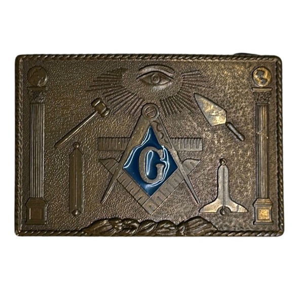 Vintage Harry Klitzner Providence 70s Masonic Freemasons Bronze Belt Buckle VGC - Picture 3 of 4